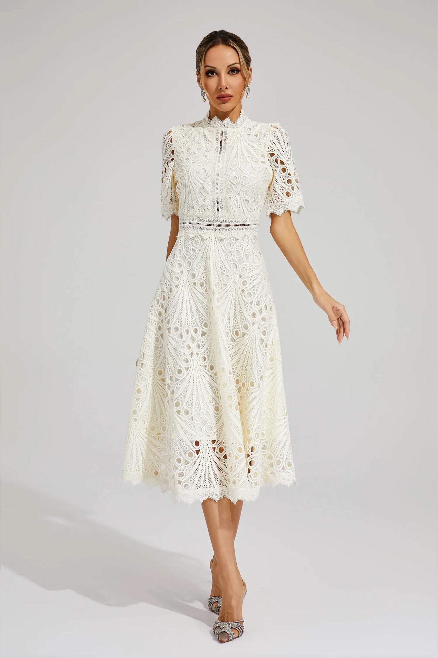 Lexi | Elegant Lace Midi Dress for Women